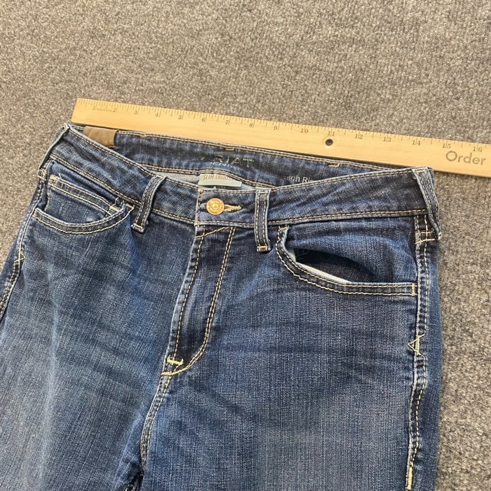 Ariat High Rise Denim Slim Trouser Jeans Womens Size 30x32 Faded Whiskered - Picture 8 of 13